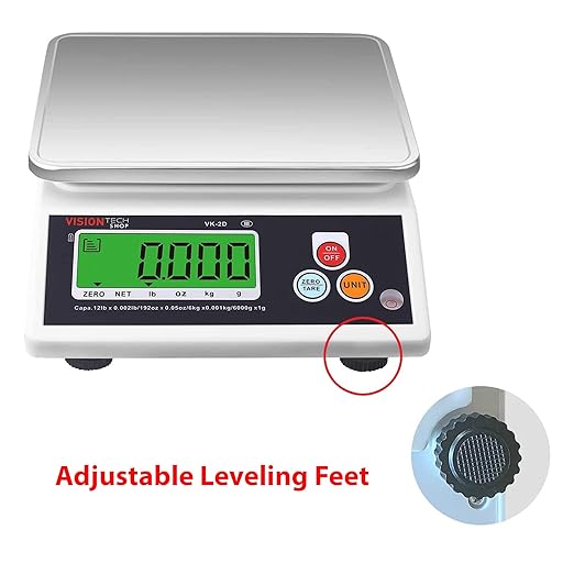 VisionTechShop VK-2D 0.1g Premium Food Kitchen Scale, Lb/Oz/Kg/g Switchable, Stainless Steel Plate Food Scale, Large LCD Display with Backlight, 12lb Max Capacity, 0.001lb Readability