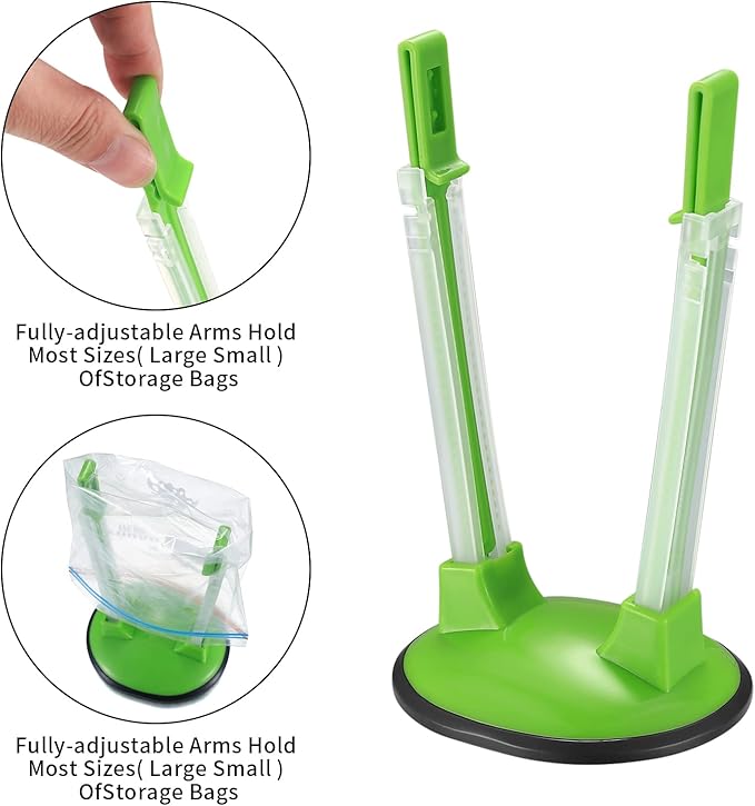 2 Pcs Baggy Rack, Freezer Bag Holder Stand, Adjustable Food Storage Holders, Plastic Food Prep Bag/Zip Lock Bag Holder Stand, for Meal Prep Bag, Kitchen Gadget