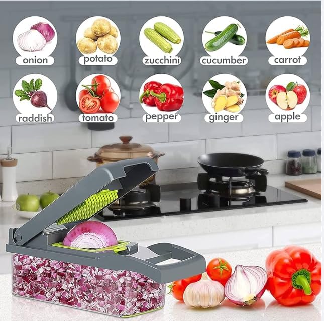 Pro-Series 16-in-1 Vegetable Chopper with Container, Cheese Grater, Mandoline Slicer, Food Cutter Shredder