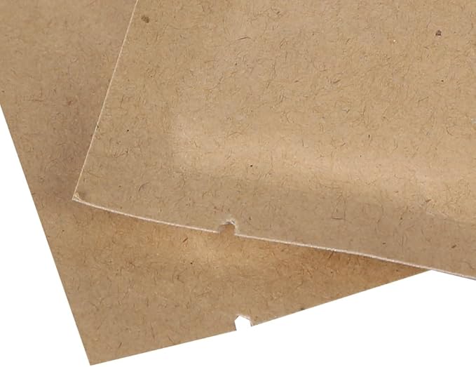 QQ Studio 100 PCS Metallic Mylar Foil Open Top Sealable Bags (7x10cm (2.7x3.9"), 100x Kraft)