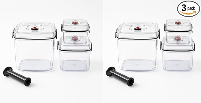 Vacuum Canister Set for Coffee, Tea, Dry Goods – 500ml 1200ml 3000ml Containers with Manual Pump&Time Chart – Food Storage,Bar Essentials, Espresso, Bulk Ground (0.5L+1.2L+3.0L+Pump-Transparent-2pack)