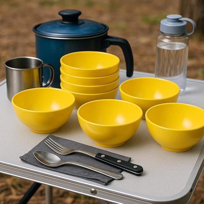 Calypso Basics by Reston Lloyd Melamine Bowl, Set of 6, Lemon Yellow