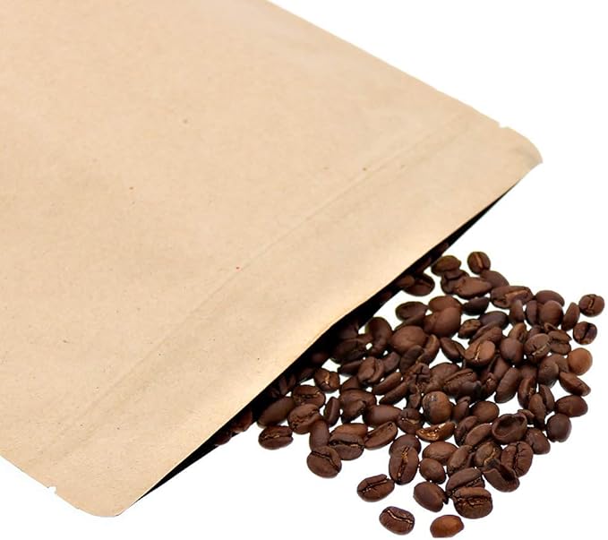 SumDirect Kraft Stand Up Pouches - 50 Pack 5x7 Inch Zipper Food Storage Reusable Bags with Foil Lined for Home or Business (Brown)