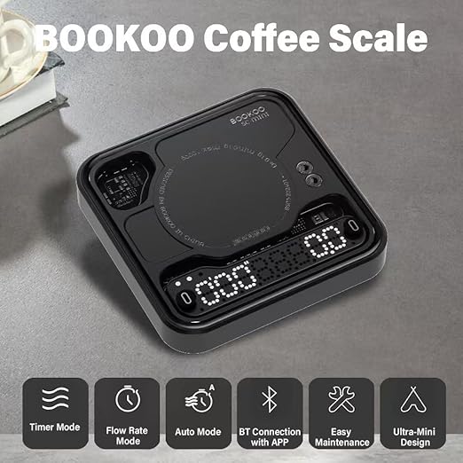 Coffee Scale Espresso Scale with Timer Mini Digtial Coffee Scale Rechargeable with Auto Mode Flow Rate Mode for Coffee Extraction Scale for Coffee APP Bluetooth Connection Coffee Bean Scale