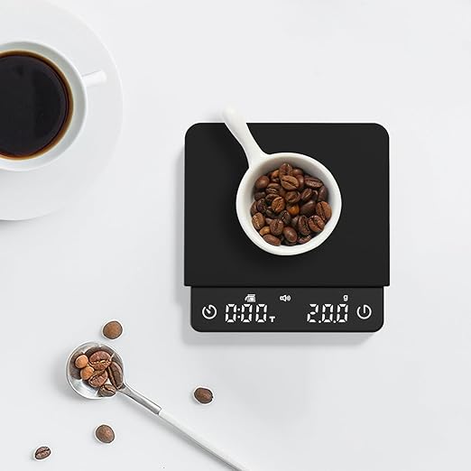 Mini Coffee Scale with Timer,Rechargeable Espresso Scale,2kg/0.1g Precision Scale for Espresso&Pour-Over Coffee,Portable Digital Kitchen Scale,Black