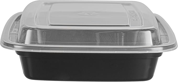Restaurantware Asporto 16 Ounce To Go Boxes 100 Microwavable Round Soup Containers - Clear Plastic Lids Included Do Not Contain BPA Black Plastic Catering Food Containers Disposable
