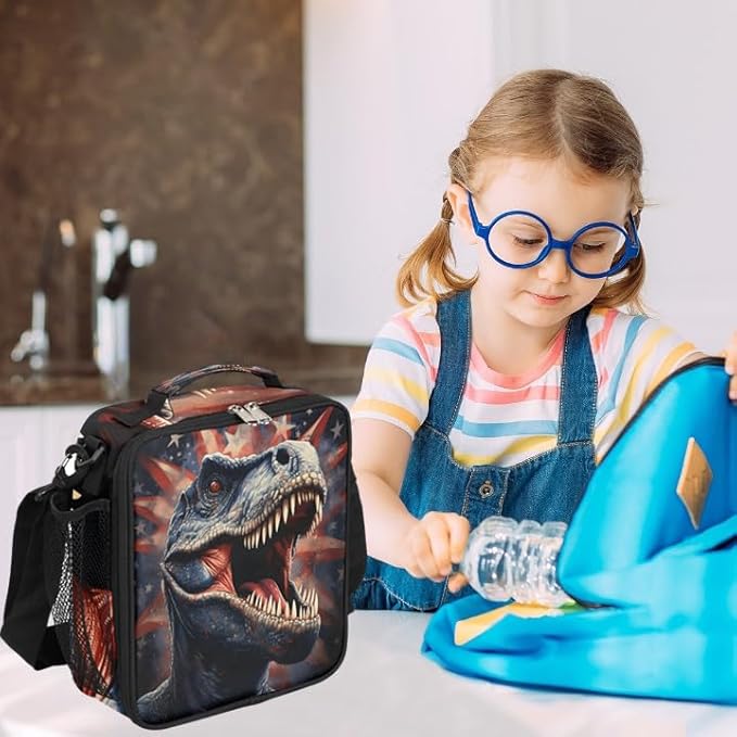 Kids Lunch Box for Boys Girls Dinosaur Star Lunch Bag for Kids Insulated Lunch Bag Tote with Adjustable Shoulder Strap Teens Lunchbox Cooler School Picnic