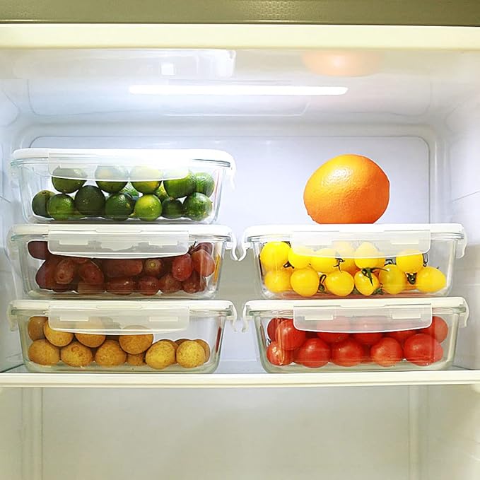 DAS TRUST [5-Packs, 36 Oz. Glass Meal Prep Containers with Locking Lids Glass Food Containers,Airtight Lunch Container,Microwave, Oven, Freezer and Dishwasher (4.5 Cup, Clear)