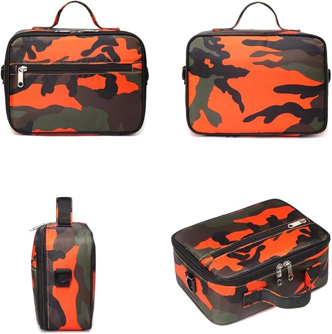 BLUEFAIRY Boys Backpacks Set for Kids Elementary School Bag with Lunch Box Teens Primary Middle School Book Bags Bookbag Schoolbag Sturdy Travel Lightweight Gifts Camo Orange