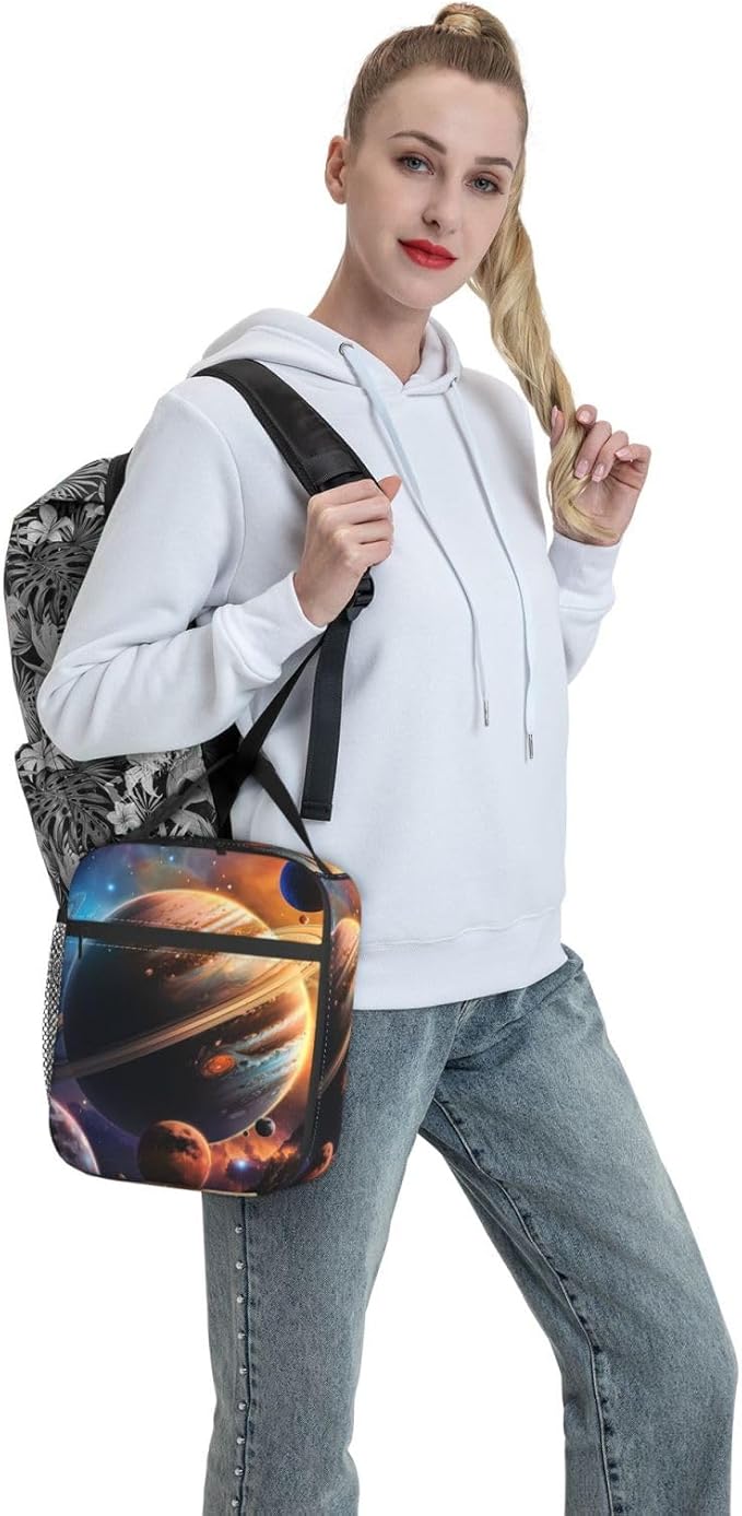 Insulated Lunch Box for Girls Boys Women Adults Kids Galaxy Lunch Box for Work,Picnic,School,Travel,Hiking, Beach or Fishing Polyester Galaxy Lunch Bag Planet