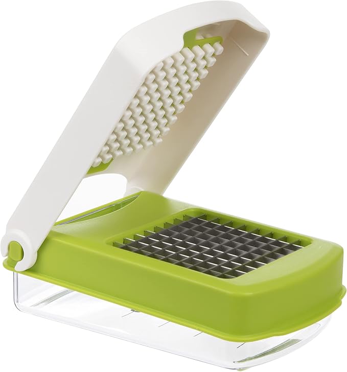 PrepWorks Compact Veggie Chopper – Space-Saving Manual Vegetable Cutter, Easy-to-Use, Stainless Steel Blades, BPA-Free