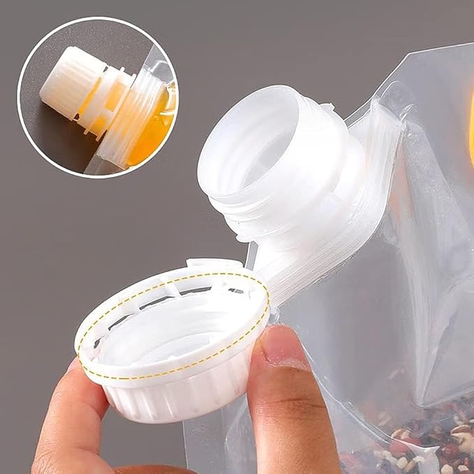 Saim Moisturize Proof Storage Bags, 5Pcs Reusable Plastic Bags Emergency Water Storage Large Capacity Clear Cereal Dry Food Containers Stand Up Grain Sealed Bag with Funnel (5L)