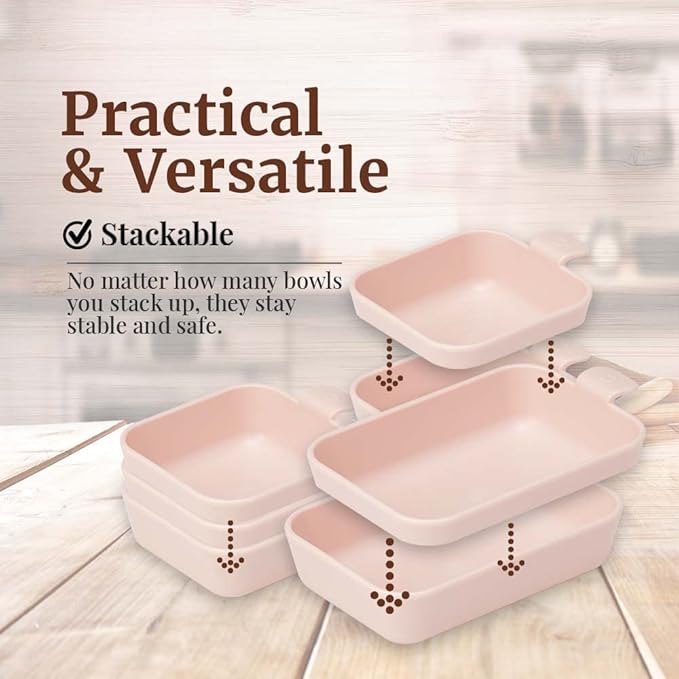 NESTIQUE Diet Portion Control Plate| Food Portion Containers & Divided Plates for Adults | Reusable & Microwavable Plates with Dividers |Silicon Portion Control Containers for Weight Loss Vanilla Pink