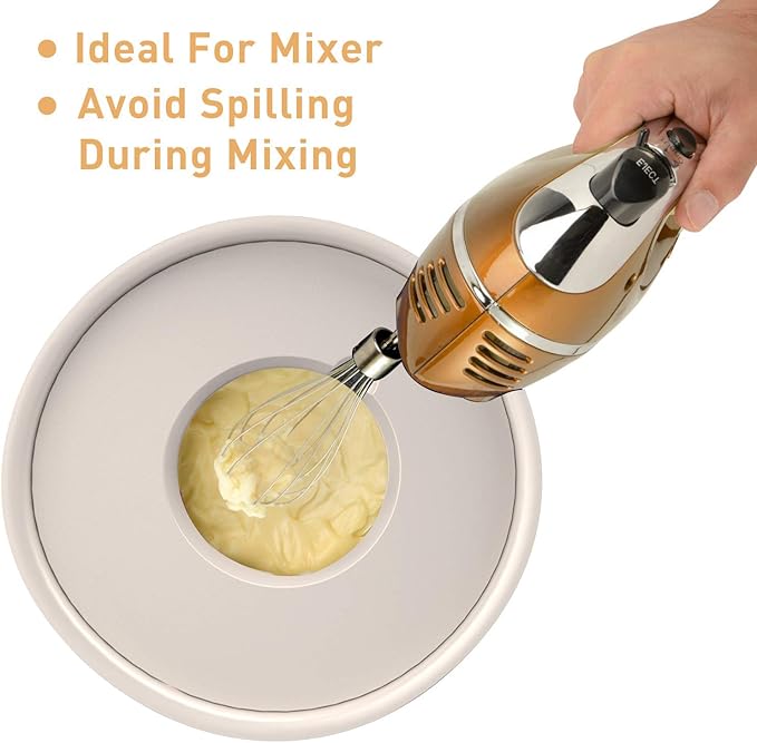 Wildone Mixing Bowls with Lids Set, 5PCS Stainless Steel Khaki Nesting Bowls with 3 Grater Attachments, Measurement Marks & Non-Slip Bottoms, Size 5, 3, 2, 1.5, 0.63 QT, Great for Mixing & Serving