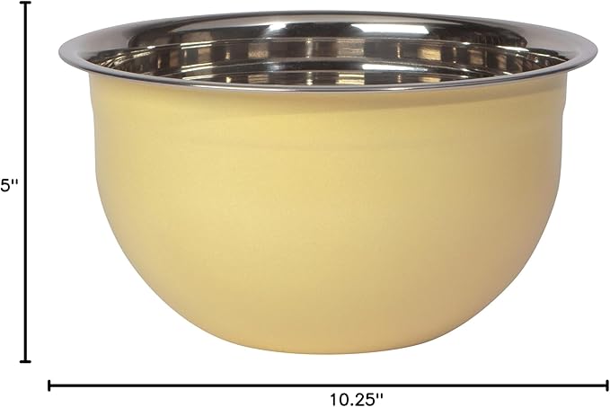 Now Designs Matte Coated Steel Mixing Bowls, Sunrise Yellow, 5 qt, 3 qt, 1.5qt, Set of 3