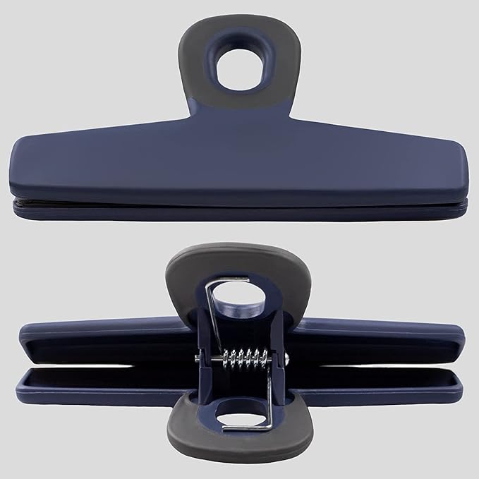 COOK WITH COLOR Food Clips - Wide Heavy Duty Chip Clips, Large Bag Clips for Food Storage with Air Tight Seal Grip, Pack of 4, Blue