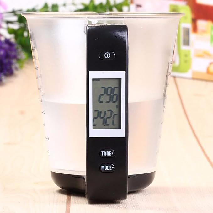 1Pcs Digital kitchen Electronic Measuring Cup Scale Household Jug Scales with LCD Display Temp Measurement 16x12.5x13.5cm (black)