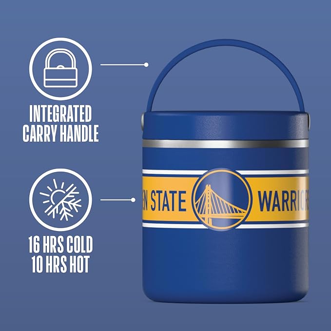 Hydrapeak x NBA Officially Licensed Golden State Warriors 25oz Stainless Steel Vacuum Insulated Thermos Food Jar with Handle, Wide Mouth Leak-Proof Soup Thermos for Adults, 10 Hours Hot, 16 Hours Cold