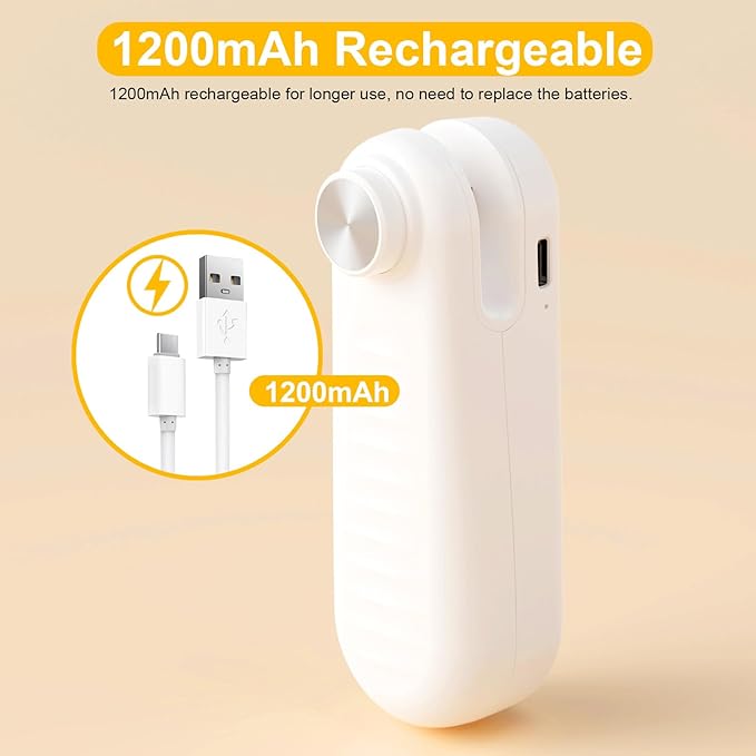 2 in 1 Mini Bag Sealer, Bag Sealer Heat Seal with Cutter, USB C Rechargeable Chip Bag Sealer Heat Seal, Portable Bag Resealer for Plastic Bags Snacks & Food Storage,Ivory White