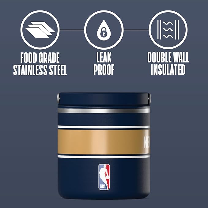 Hydrapeak x NBA Officially Licensed New Orleans Pelicans 25oz Stainless Steel Vacuum Insulated Thermos Food Jar with Handle, Wide Mouth Leak-Proof Soup Thermos for Adults, 10 Hours Hot and 16 Hrs Cold
