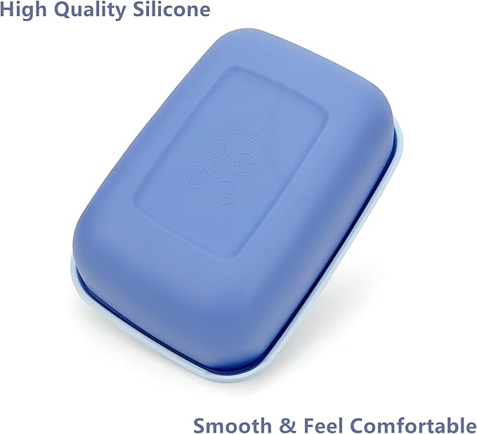 CARTINTS Silicone Lunch Box, Silicone Food Containers for Meal-Prep, Camping, Work, Silicone Bento Box with 3 Compartments and lid, Food Grade & Microwave Safe, 7.8'' x 5.5'', 1000ml