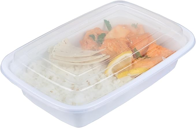 Restaurantware Asporto 24 Ounce Take Out Containers, 50 Food Containers With Lids - Microwavable, Disposable, White Plastic To Go Food Containers, No BPA, For Take Out And Delivery