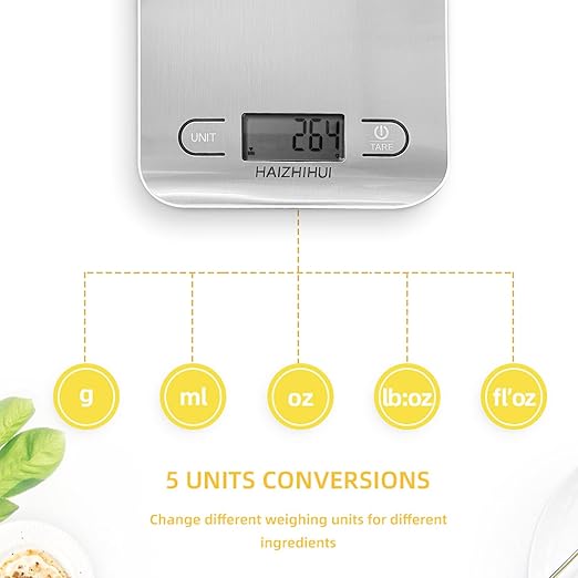 Fitdays Food Scale with Nutritional Calculator, Digital Kitchen Scale for Weight Loss, Smart Food Weight Scale with App for Calorie Cooking, Grams and Ounces, White, 11lb/5kg (KT630-WHITE)