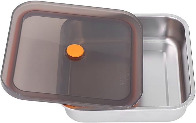 Metal Food Container, Stainless Steel Food Storage Container Leak Proof Sinking Lid for Restaurant (1200ml)