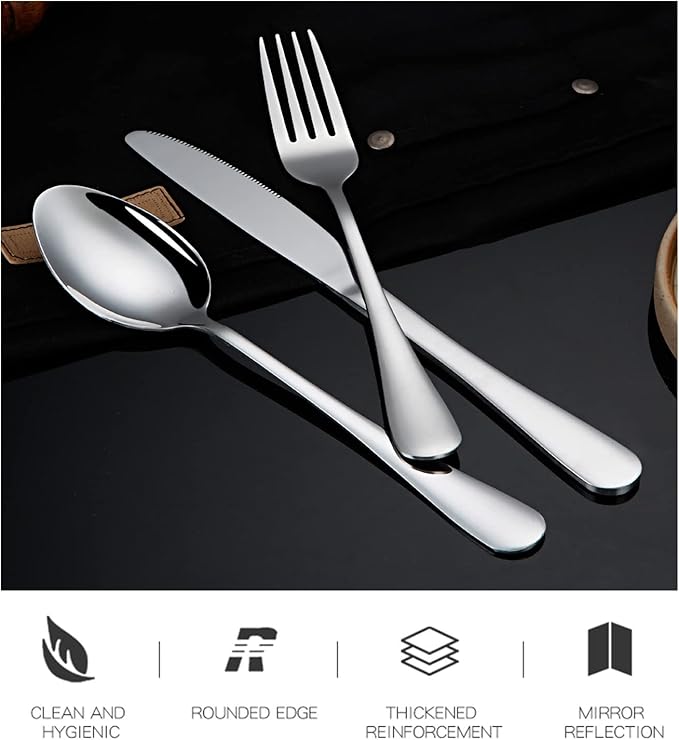 Portable Utensils Set with Case,Reusable Office Flatware Set,Healthy Travel Cutlery Set 3 PCs Stainless Steel Fork, Spoon,Knife Cutlery Ideal for Travel, Lunch Box and Camping (Silver-3PCs)
