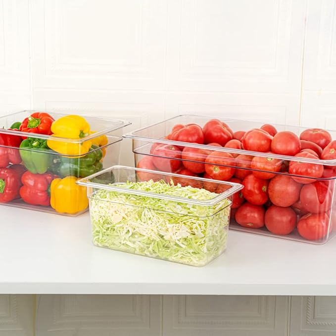 Restaurantware Met Lux 1/3 Size Food Storage Container 1 6 Inch Deep Proofing Box - Rectangle Graduated Measurements Clear Plastic Food Grade Storage Container Dishwashable Lids Sold Separately