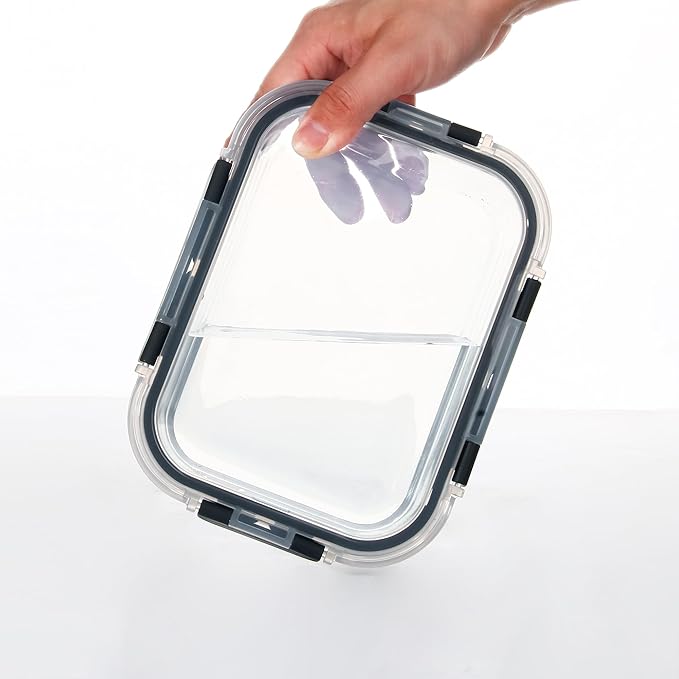 YANGNAY Glass Food Storage Containers Set of 12, Glass Meal Prep Containers with Airtight Lids, Dishwasher Safe, 6 Sizes