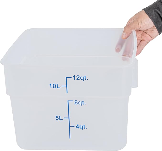 Restaurantware - Met Lux 12 Quart Food Storage Container, 1 Translucent Storage Container - Lids Sold Separately, Blue Volume Markers, Dishwashable Container, Side Handles, For Storing Foods