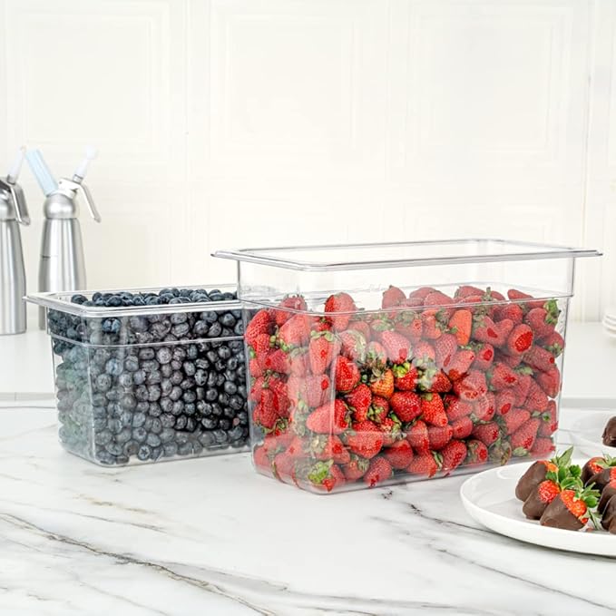 Restaurantware-1/3 Size Food Storage Containers, 10 8 Inch Deep Proofing Boxes - Rectangle, Graduated Measurements, Clear Plastic Food Grade Storage Containers, Dishwashable, Lids Sold Separately