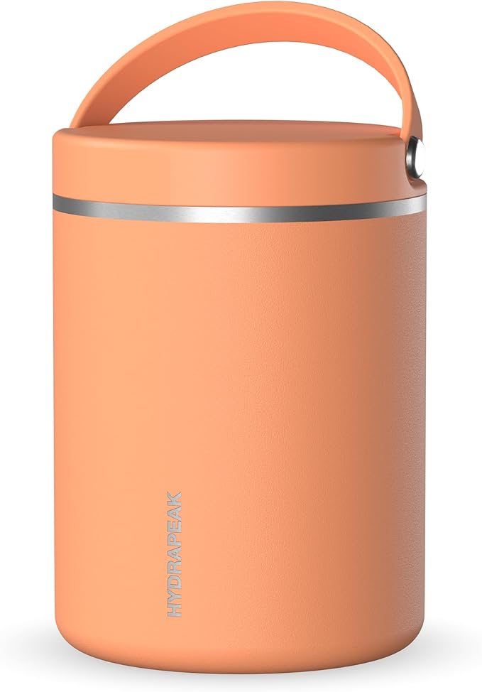 Hydrapeak 32oz Stainless Steel Vacuum Insulated Thermos Food Jar | Thermos for Hot Food and Cold Food, Wide Mouth Leak-Proof Soup Thermos for Adults, 10 Hours Hot and 16 Hrs Cold (Apricot Crush)