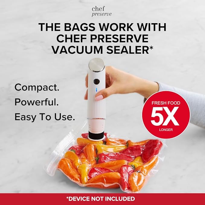 Chef Preserve Vacuum Sealer Bags Medium Size 30 Bags