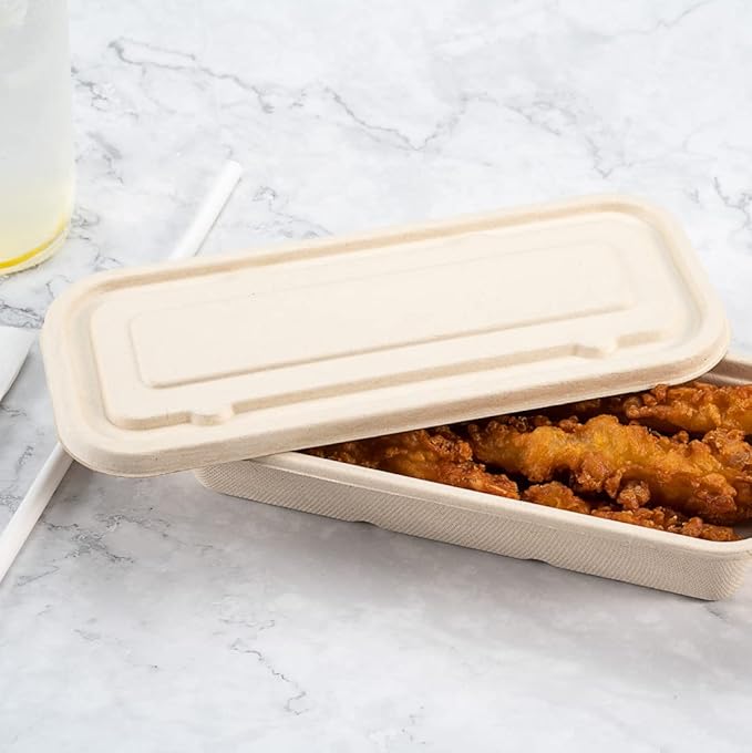 Restaurantware-LIDS ONLY: 9.1 Inch Disposable Lids, 100 Sustainable To Go Containers with Lids - Microwavable, Freezable, Bagasse Lid, Grease-Resistant, Containers Sold Separately