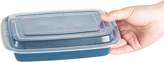 Restaurantware Asporto 28 Ounce Take Out Containers, 100 Food Containers With Lids - Microwavable, Disposable, Midnight Blue Plastic To Go Food Containers, No BPA, For Take Out And Delivery