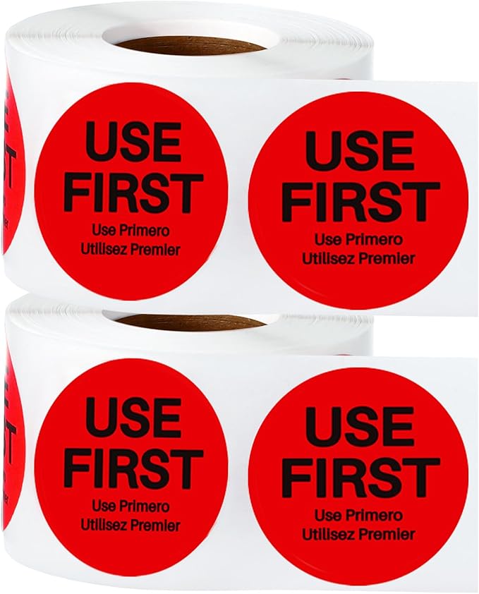 Epakh 1000 Pcs 2 Inch Use First Stickers Food Service Inventory Control Labels for Restaurant Permanent Adhesive Food Labels Circle Dot Paper(Red)
