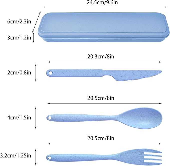 Lnrkai Large Camping Utensil Set, 4 Sets Reusable Utensils Set with Case, Plastic Cutlery Set Travel Set with Case for Travel Picnic Camping or Daily Use