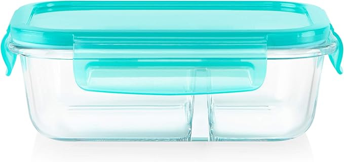 Pyrex Mealbox 10-Pc Bento Box Set, 2.3-Cup Divided Glass Food Storage Containers Set, Non-Toxic, BPA-Free Latching Lids, Freezer, Microwave and Top-Rack Dishwasher Safe