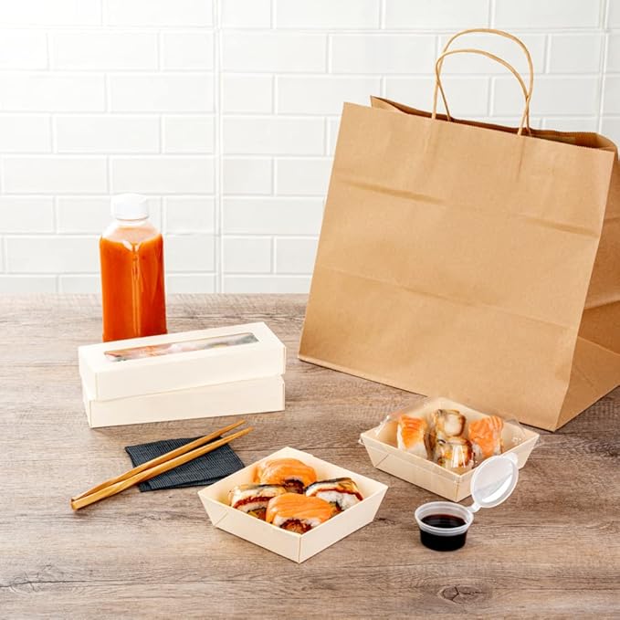 Restaurantware Taipei 14 Ounce Food Containers 100 Square Wooden Bento Boxes - Lids Sold Separately Grease Impermeable Poplar To Go Boxes Disposable Serve Noodles Dumplings And More