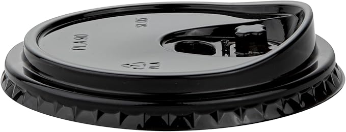 LIDS ONLY: Zero Waste 3.5 x 3.5 Inch Plastic Lid, 100 Disposable Sippy - Cups Sold Separately, Commercially Compostable, Black PLA, Fits 12, 16, and 24 Ounce Cups - Restaurantware