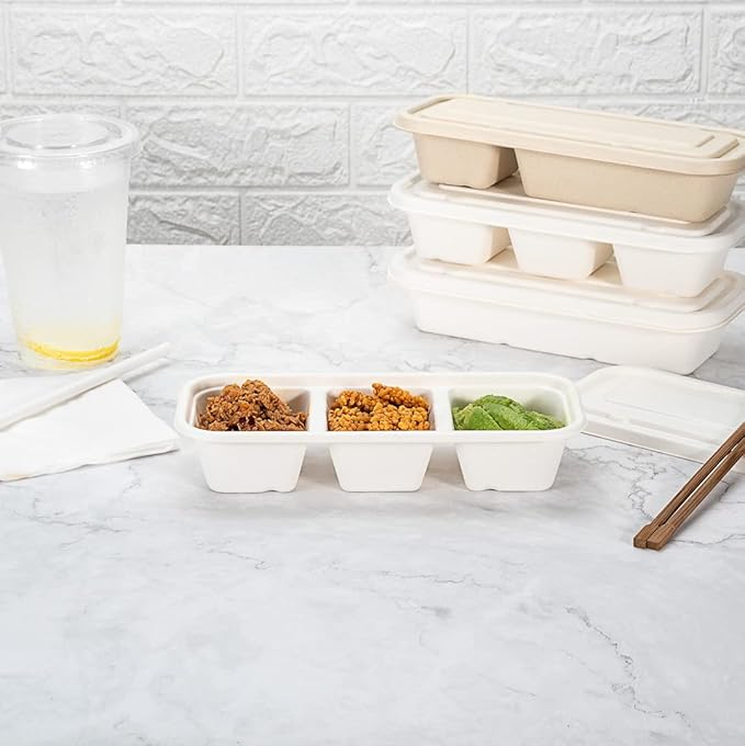 Restaurantware-LIDS ONLY: 9.1 Inch Disposable Lids, 100 Sustainable To Go Containers with Lids - Microwavable, Freezable, White Bagasse Lid, Grease-Resistant, Containers Sold Separately