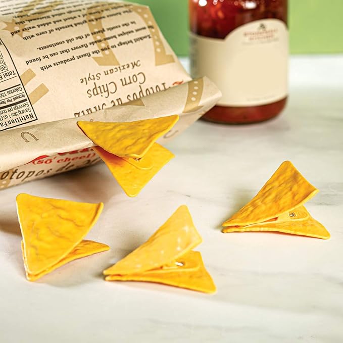 Genuine Fred, TORTILLA CLIPS - Set of 4 - Tortilla Chip Bag Closures, Chip Clips, Bag Clips - Exclusive Patented Design