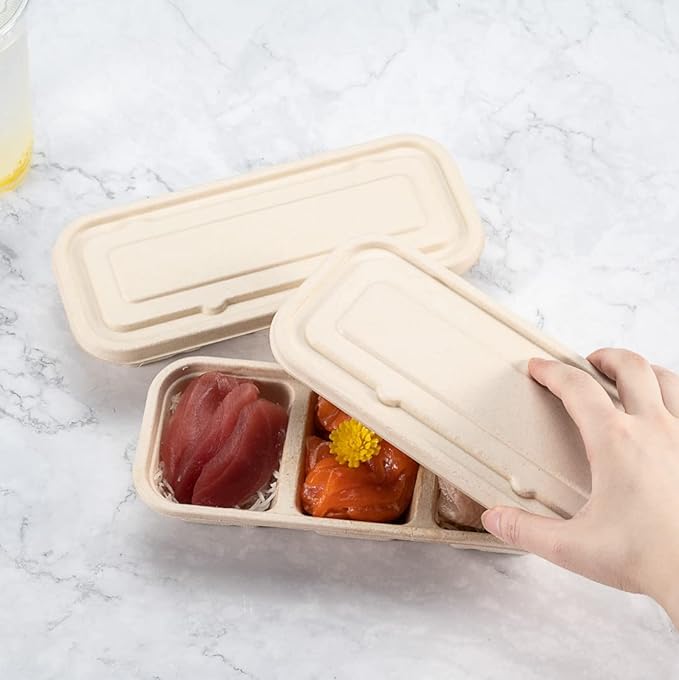 Restaurantware-LIDS ONLY: 9.1 Inch Disposable Lids, 100 Sustainable To Go Containers with Lids - Microwavable, Freezable, Bagasse Lid, Grease-Resistant, Containers Sold Separately