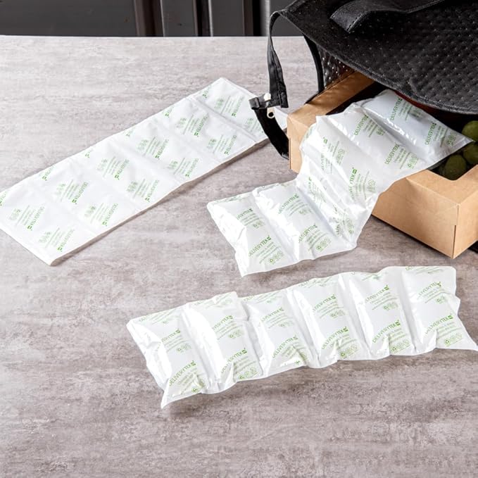 Restaurantware Delivery Tek 15.4 x 5.7 Inch Ice Sheets 10 Durable Cold Packs - Easy-To-Use Design Leakproof Plastic Shipping Ice Packs Reusable For Frozen Meat Vegetables or Beverages