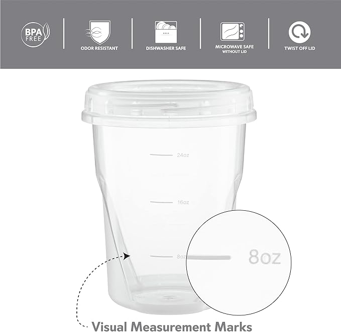(32 Ounce 10 Pack) Clear Twist cap Containers With Screw on Lids Twist Top Food Storage Freezer Containers