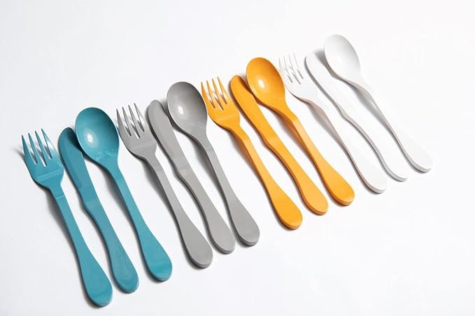 KNORK Eco 12 Piece (Fork, Knife, Spoon) Plant Based Bamboo Cutlery Reusable Flatware Set