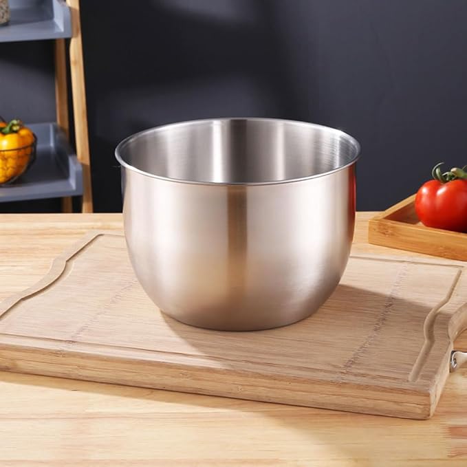 Yardwe Stainless Steel Mixing Bowl with Lid, Large Mixing Basin Deep Mixing Bowl Prep Bowl for Cooking Baking Mixing Marinating Cake Bread Salad (7.4X7.4X5.1 Inch)