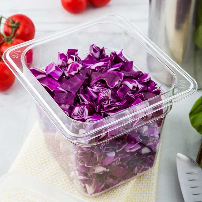 Restaurantware Met Lux 6 Inch Deep Food Pans 1 1/6 Size Commercial Food Storage Container - Freezable Avoids Breaking Clear Plastic Cold Pans Dishwashable For Kitchens Restaurants Or Cafeterias